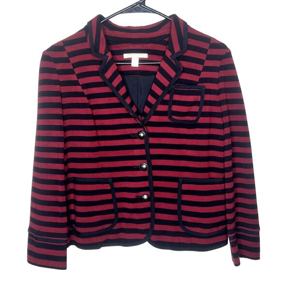 Banana Republic Striped Cropped Blazer Jacket Size 8P - Picture 1 of 5